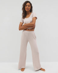 Soma / Lightweight Rib Knit Wide Leg Pajama Pants HEATHER BARELY THERE
