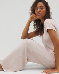 Soma / Lightweight Rib Knit Wide Leg Pajama Pants HEATHER BARELY THERE