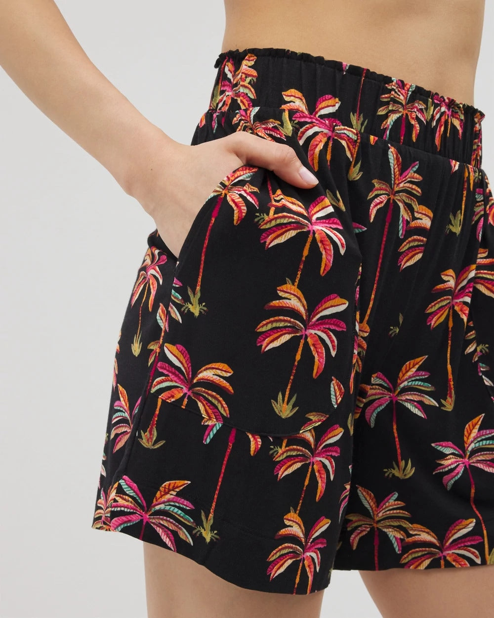 Soma / Long Pajama Shorts SHAKE YOUR PALM PALMS BLK