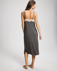 Soma / Lace Trim Chemise CHARCOAL HEATHER W/ SHINE