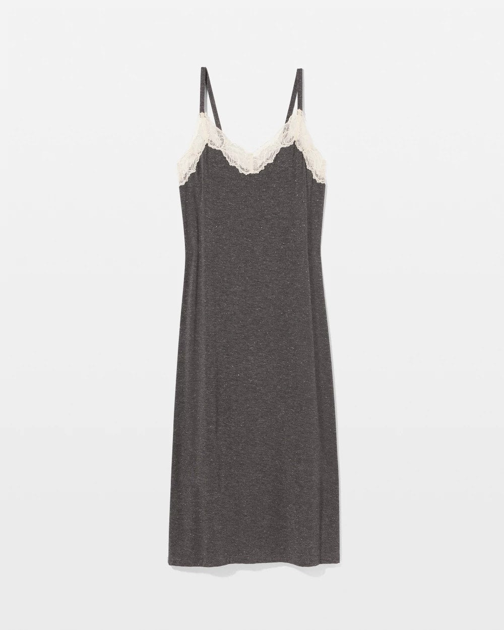 Soma / Lace Trim Chemise CHARCOAL HEATHER W/ SHINE