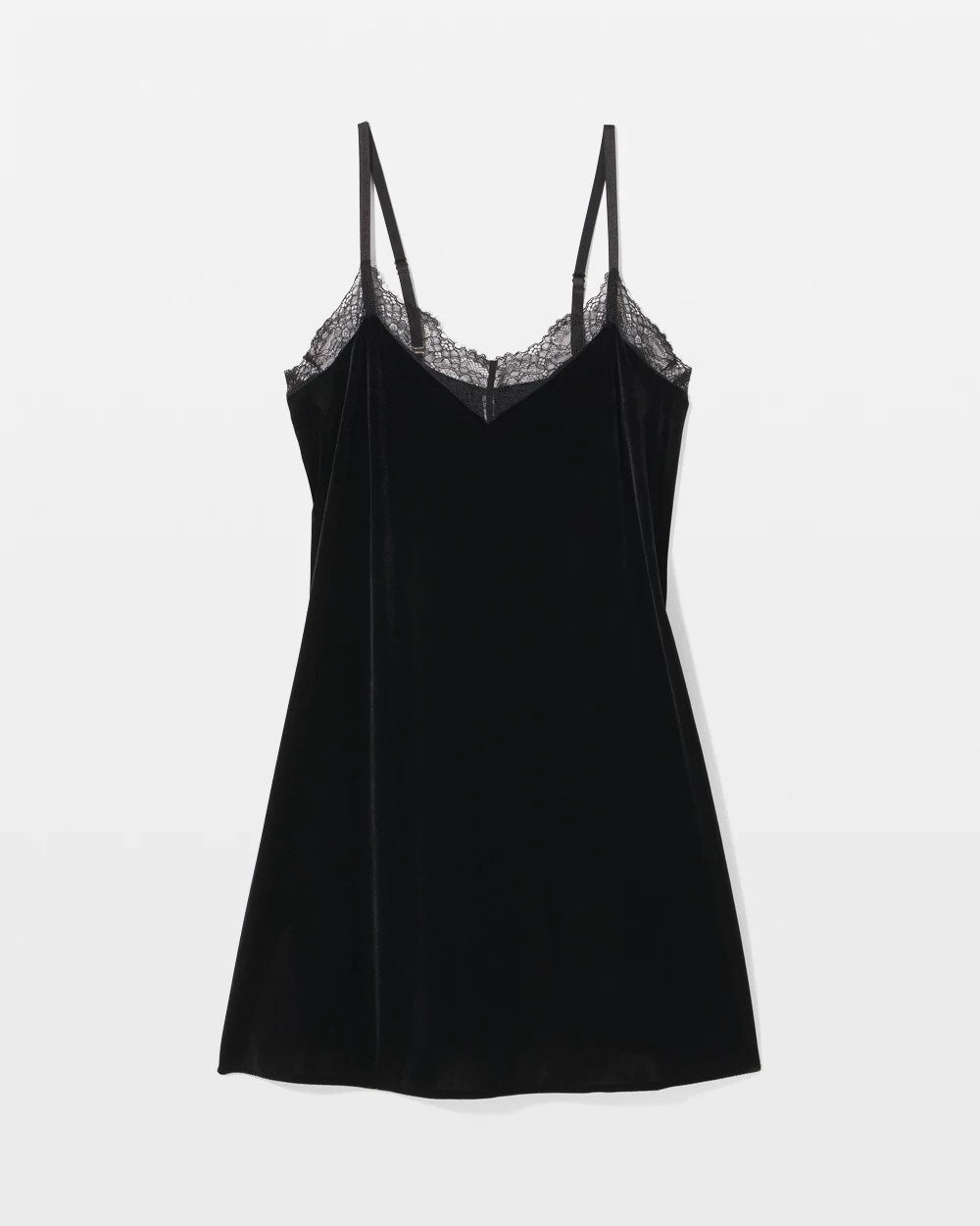 Soma / Velvet Lace Trim Chemise BLACK