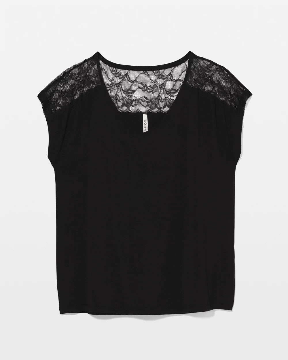 Soma / Short Sleeve Lace Pajama Tee BLACK