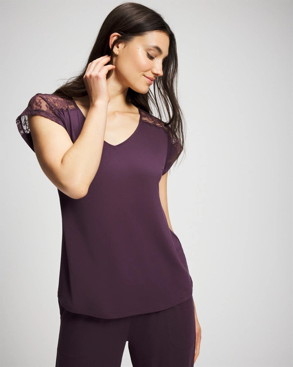Soma / Short Sleeve Lace Pajama Tee PLUM PERFECT