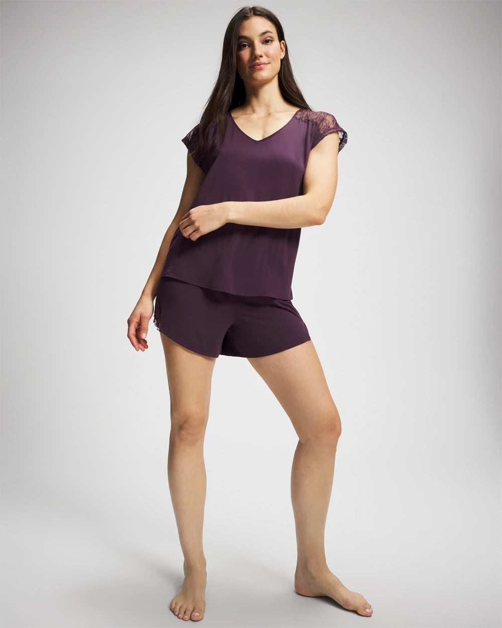 Soma / Short Sleeve Lace Pajama Tee PLUM PERFECT