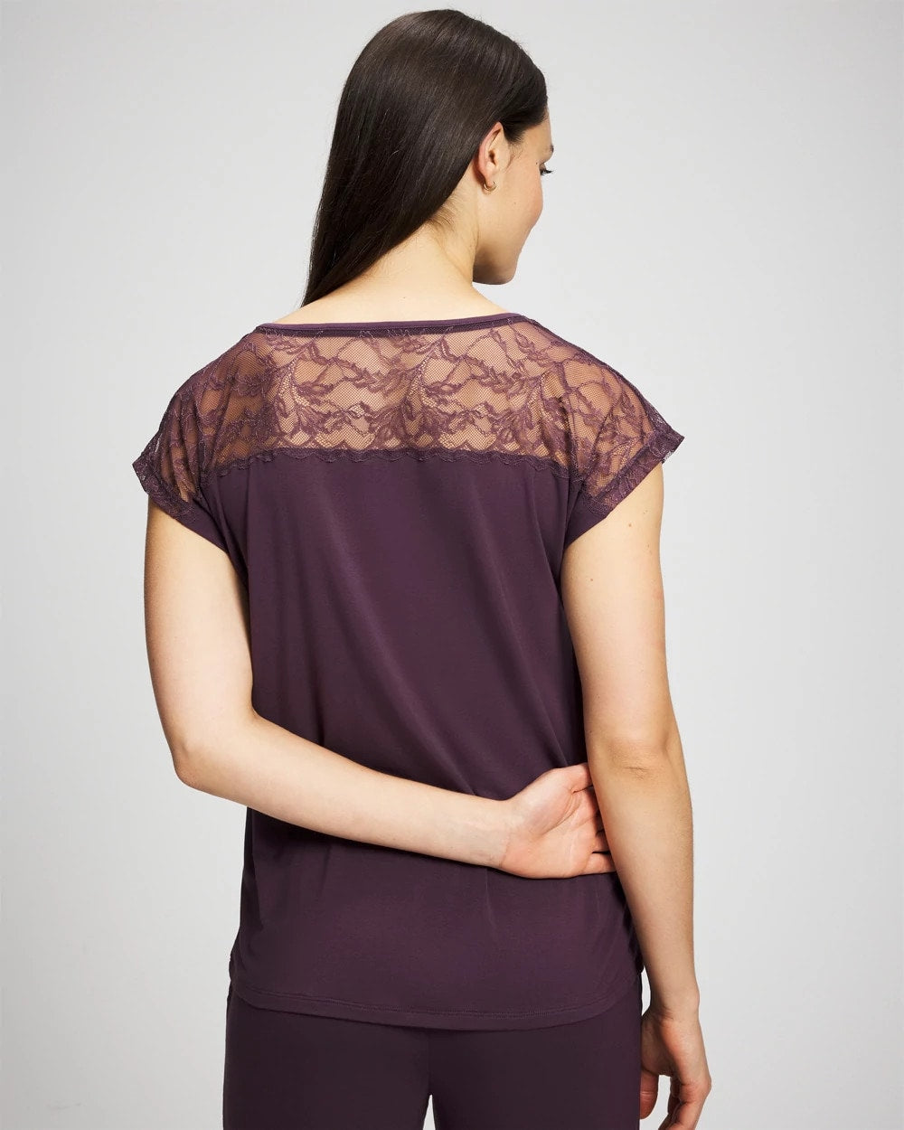 Soma / Short Sleeve Lace Pajama Tee PLUM PERFECT