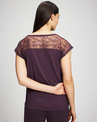 Soma / Short Sleeve Lace Pajama Tee PLUM PERFECT