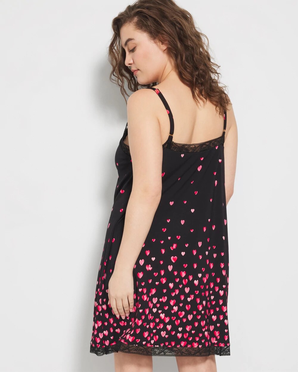 Soma / Lace Trim Chemise FLOATING HEARTS BDR BLK R
