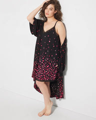 Soma / Lace Trim Chemise FLOATING HEARTS BDR BLK R