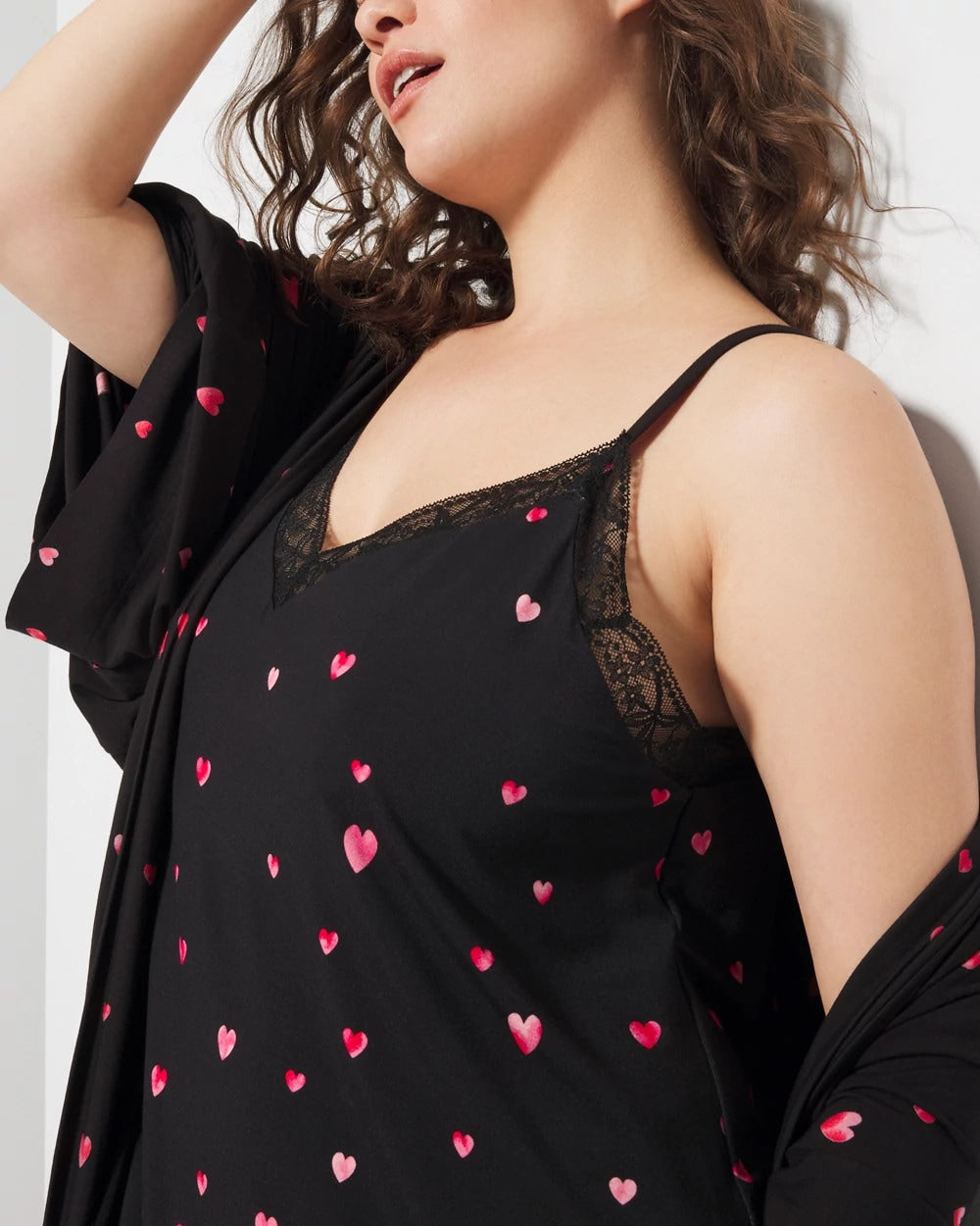 Soma / Lace Trim Chemise FLOATING HEARTS BDR BLK R