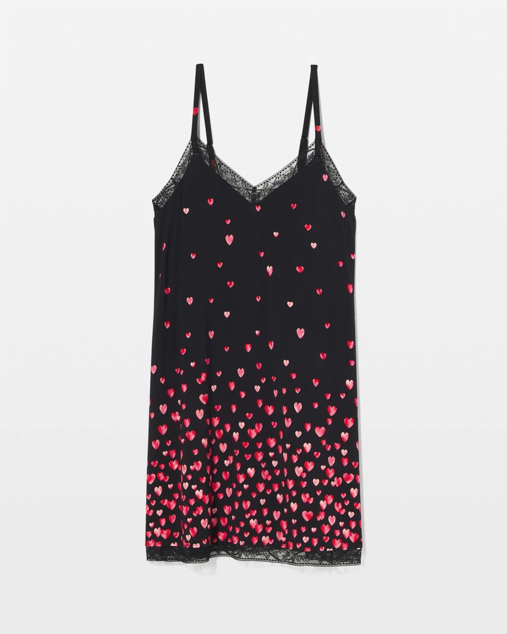Soma / Lace Trim Chemise FLOATING HEARTS BDR BLK R