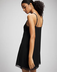 Soma / Lace Trim Chemise BLACK