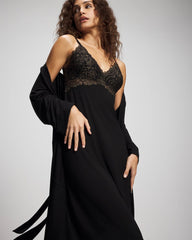 Soma / Soft Support Lace Midi Nightgown BLACK