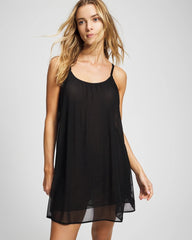 Soma / Mesh Ruched Chemise BLACK