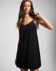 Soma / Mesh Trim Chemise BLACK