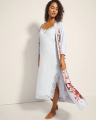 Soma / Lace-Trim Midi Gown BLUE MIST