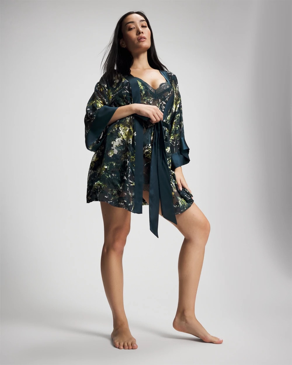 Soma / Soma’s Sexiest Silk Burnout Robe FERN FANTASY DARK HARBOUR