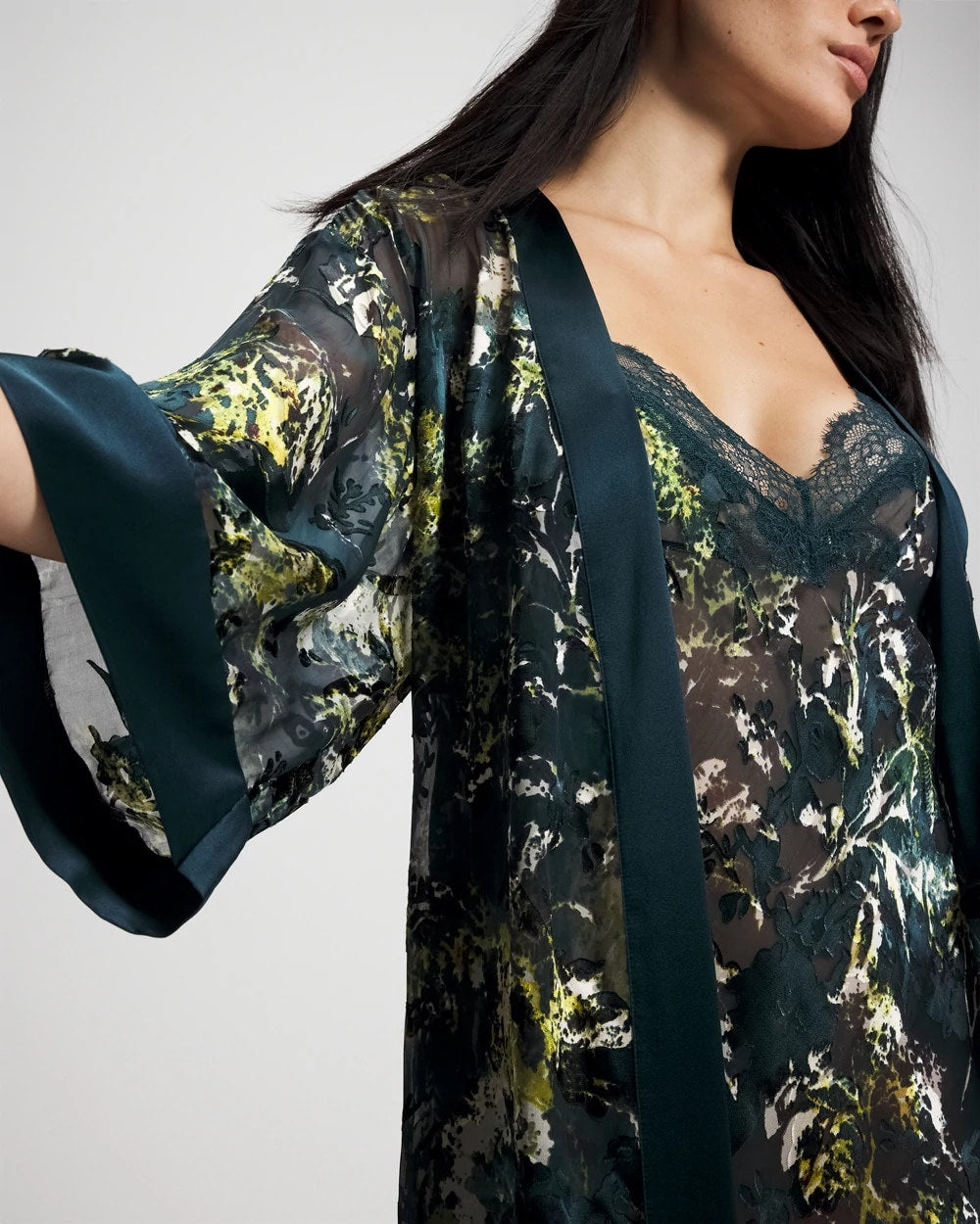 Soma / Soma’s Sexiest Silk Burnout Robe FERN FANTASY DARK HARBOUR