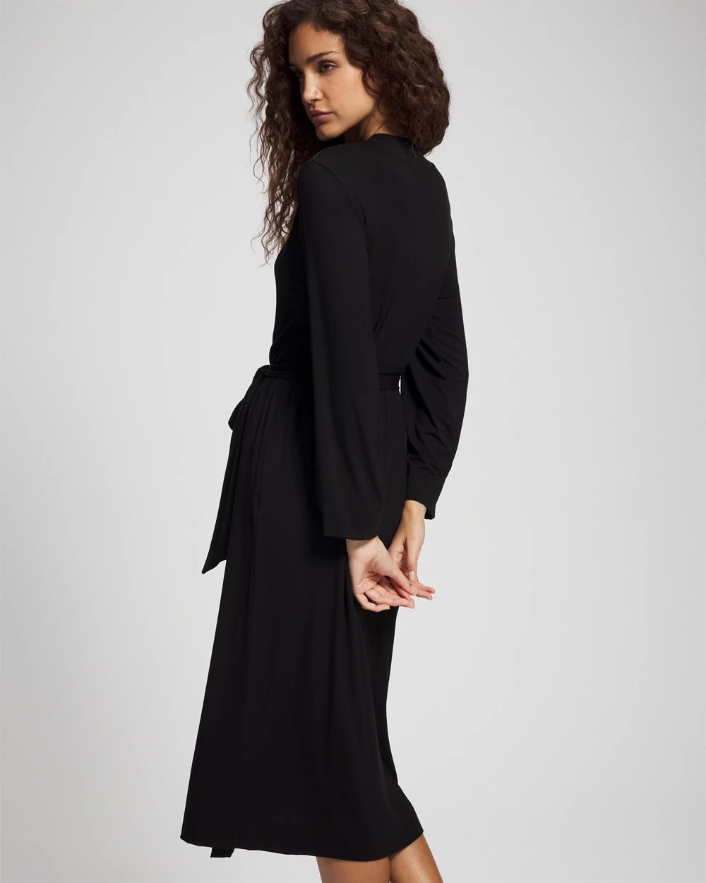 Soma / Long Robe with Lace BLACK