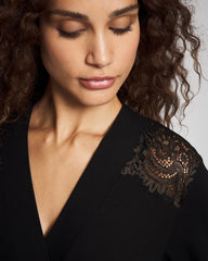 Soma / Long Robe with Lace BLACK