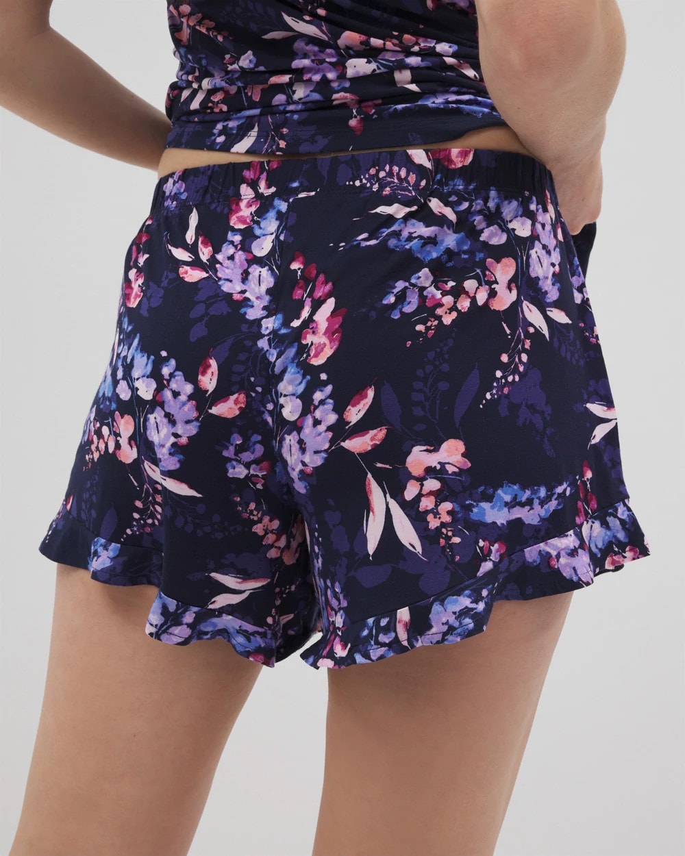 Soma / Ruffle Pajama Shorts BLOOM BRIGHTLY NAVY