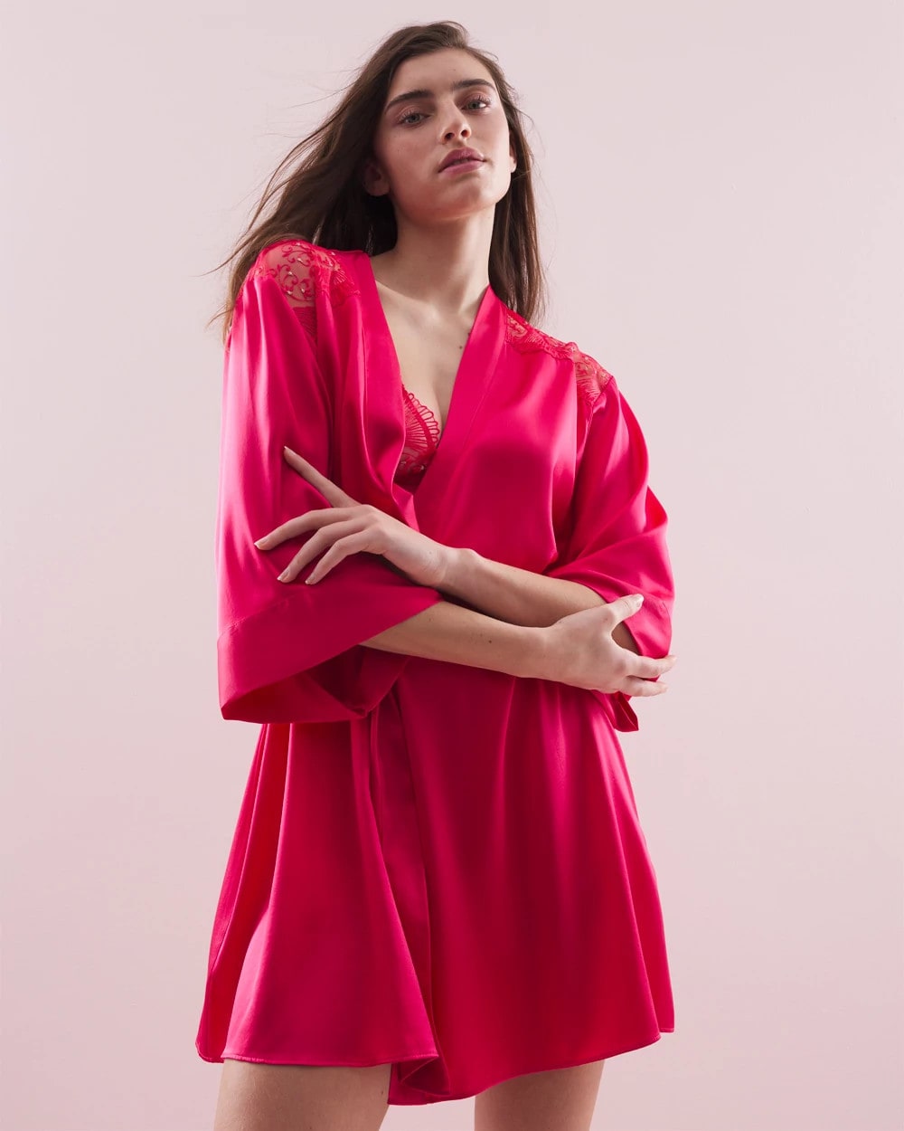 Soma / Silk Short Robe PERFECT PINK