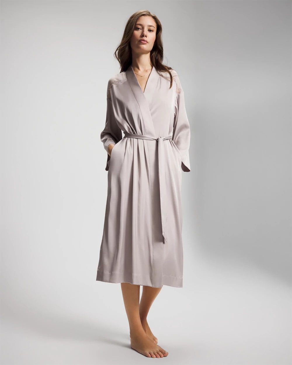 Soma / Lace Long Robe GRAY GLASS