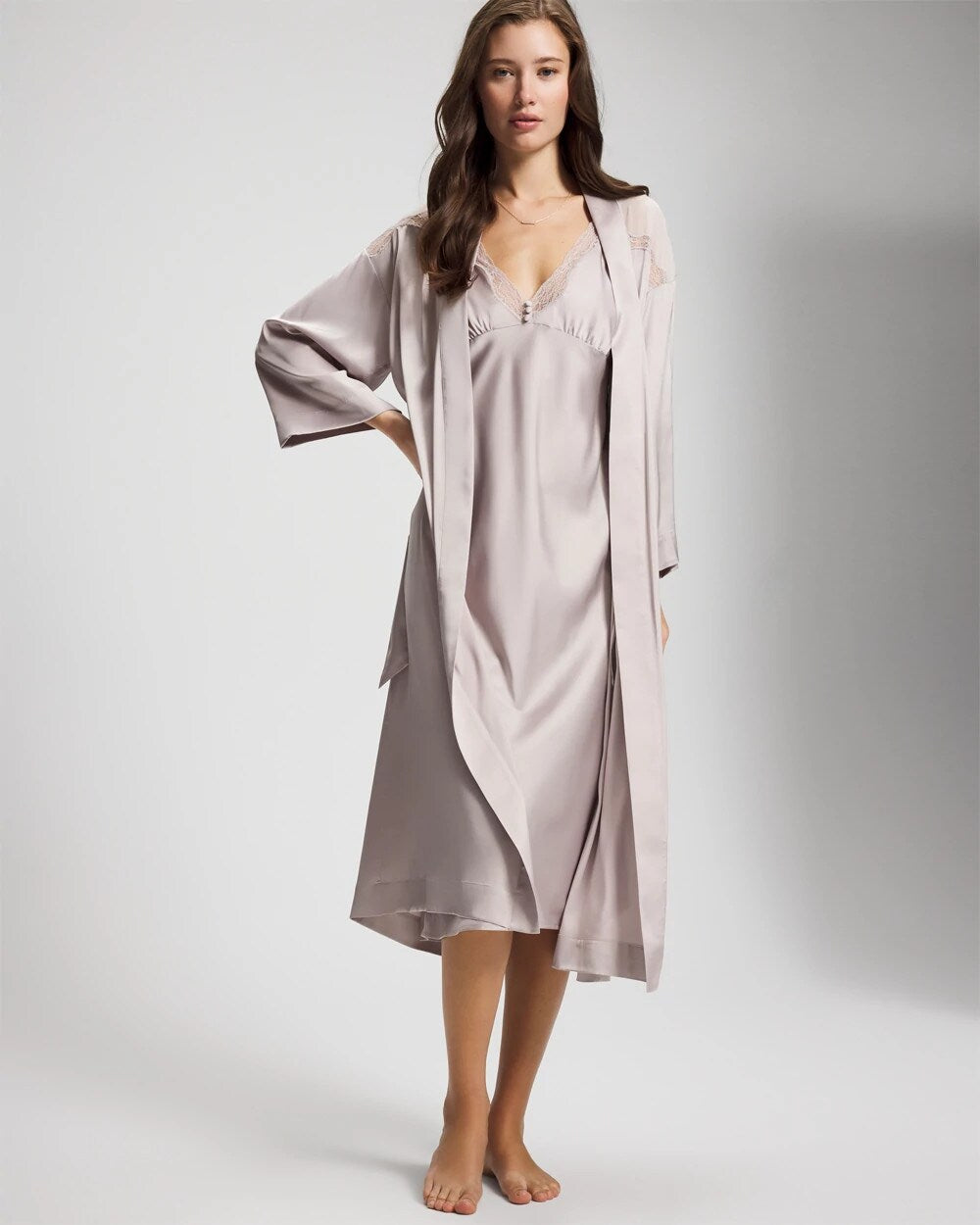 Soma / Lace Long Robe GRAY GLASS