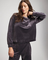 Soma / Velour Crewneck Sweatshirt GRAY INK