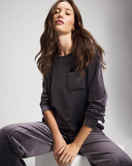 Soma / Velour Crewneck Sweatshirt GRAY INK