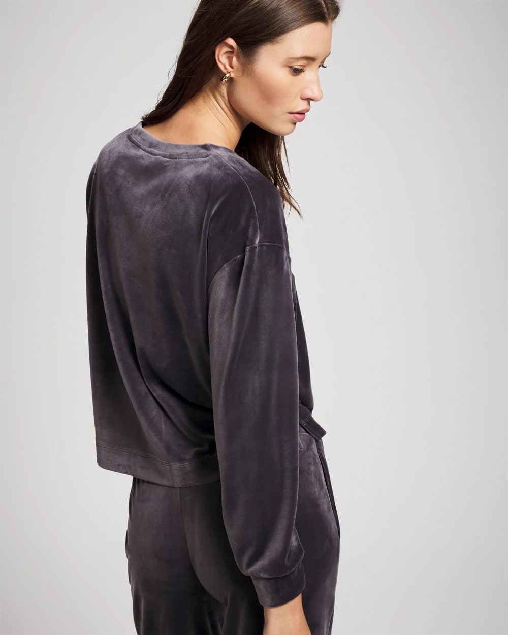 Soma / Velour Crewneck Sweatshirt GRAY INK