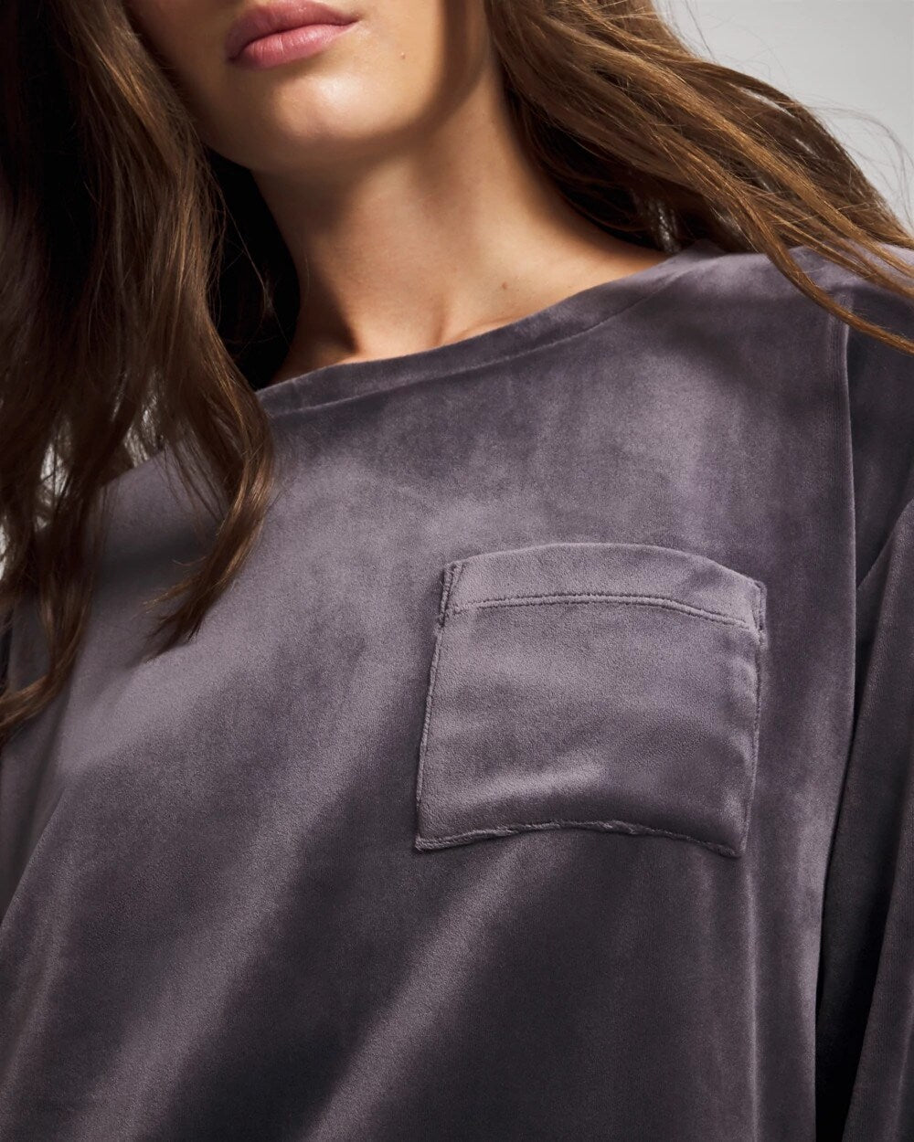 Soma / Velour Crewneck Sweatshirt GRAY INK