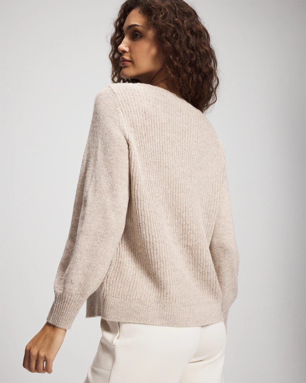 Soma / Shimmer Cable Knit Sweater HEATHER SHELL