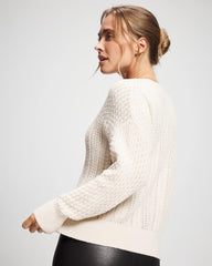 Soma / Mix Stitch Crew Neck Sweater PARCHMENT
