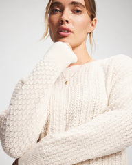 Soma / Mix Stitch Crew Neck Sweater PARCHMENT
