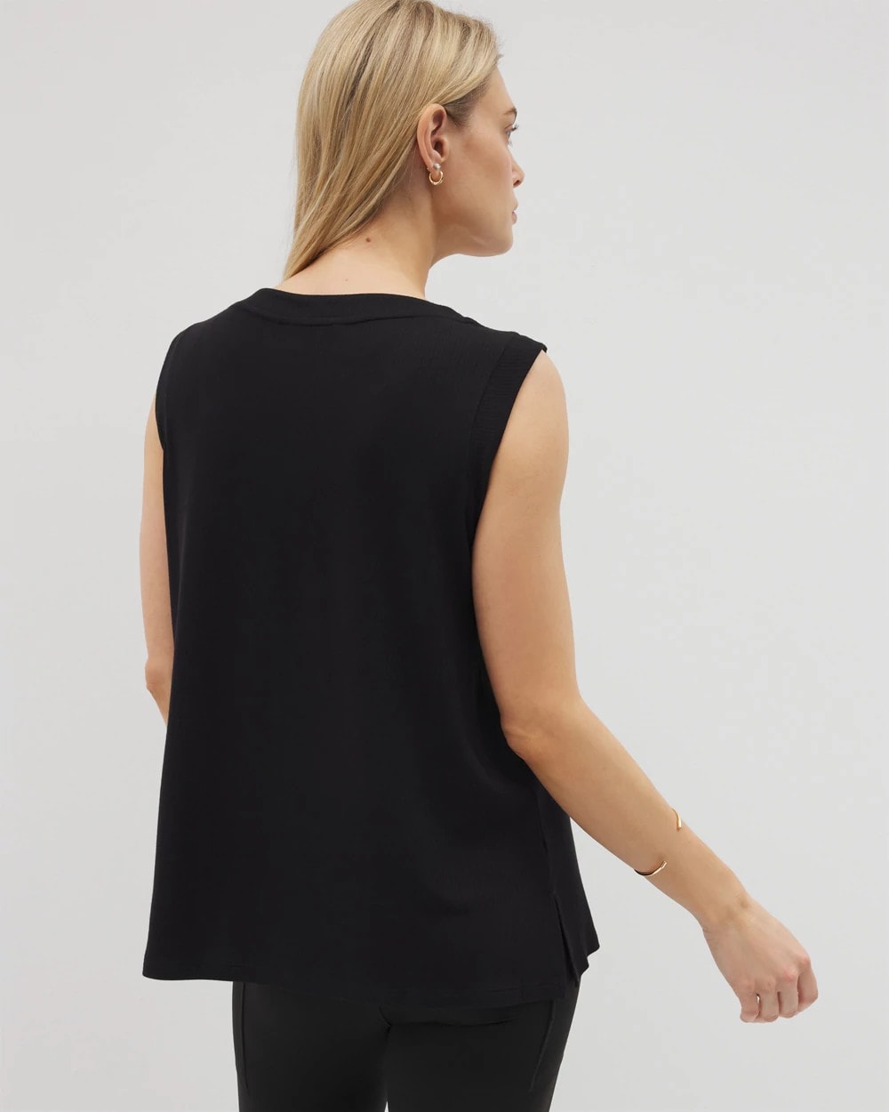 Soma / Rib Knit Sleeveless Top BLACK