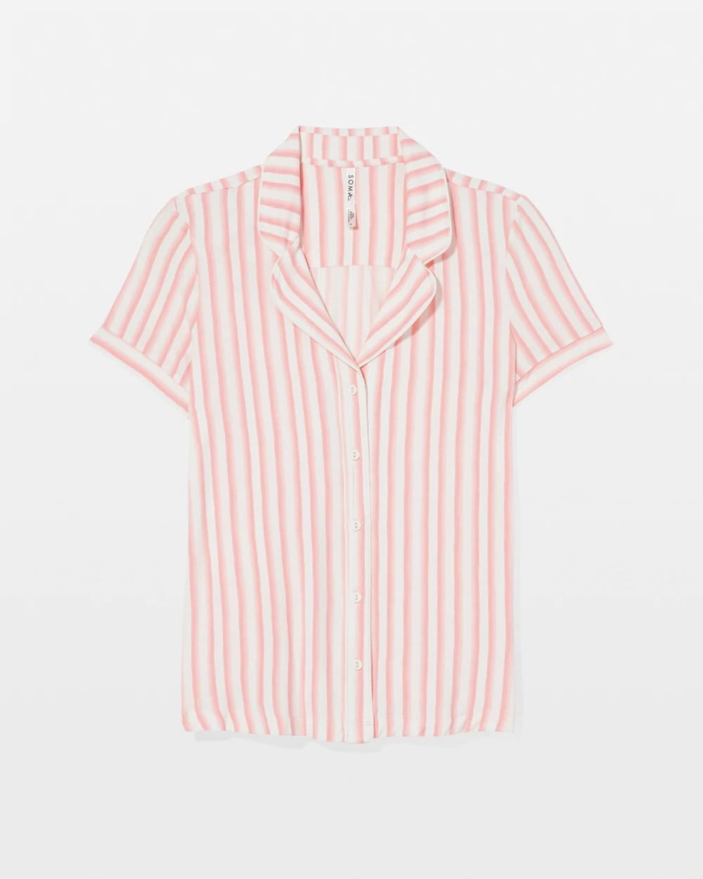 Soma / Piped Short Sleeve Notch Collar Pajama Top SUNNY STRIPES CHAMPAGNE