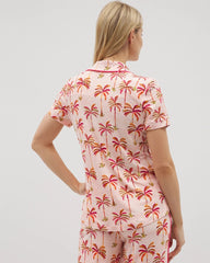 Soma / Piped Short Sleeve Notch Collar Pajama Top SHAKE YOUR PALM PALMS P