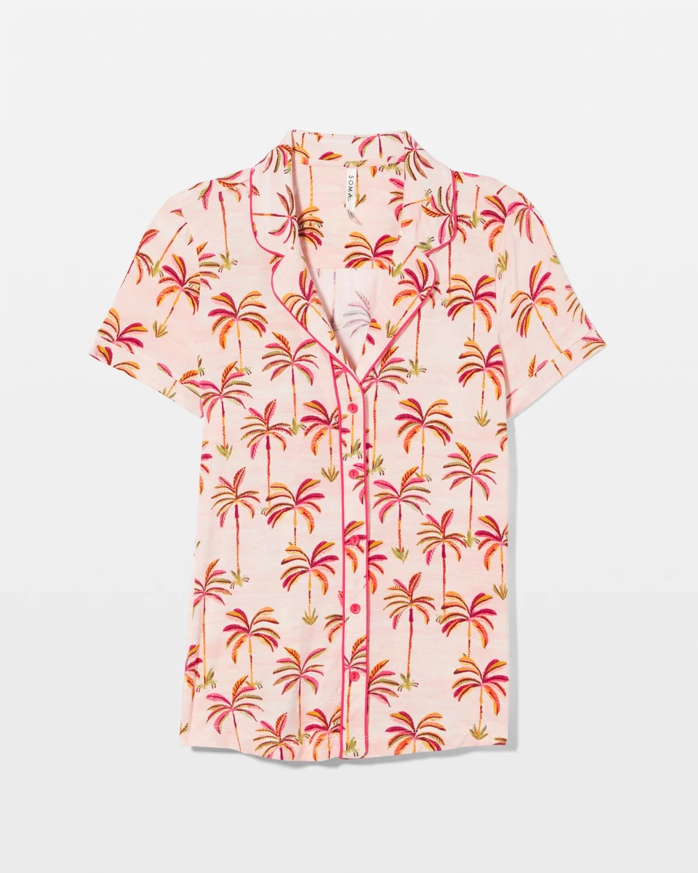 Soma / Piped Short Sleeve Notch Collar Pajama Top SHAKE YOUR PALM PALMS P
