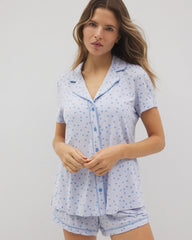 Soma / Piped Short Sleeve Notch Collar Pajama Top MERRY DOT OCEAN AIR