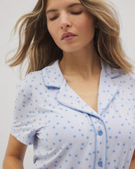 Soma / Piped Short Sleeve Notch Collar Pajama Top MERRY DOT OCEAN AIR