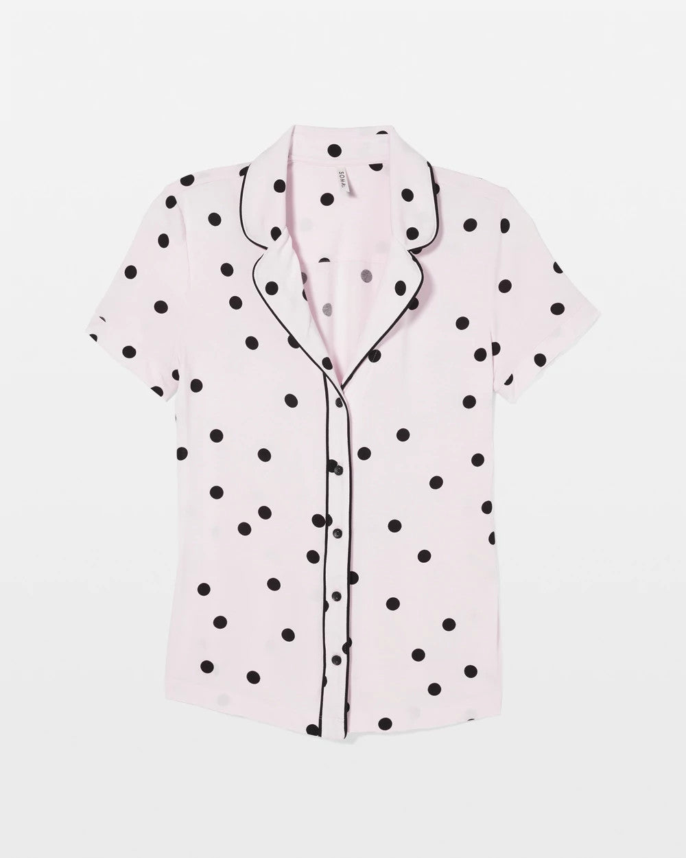 Soma / Piped Short Sleeve Notch Collar Pajama Top CHEERFUL DOT B SUGAR