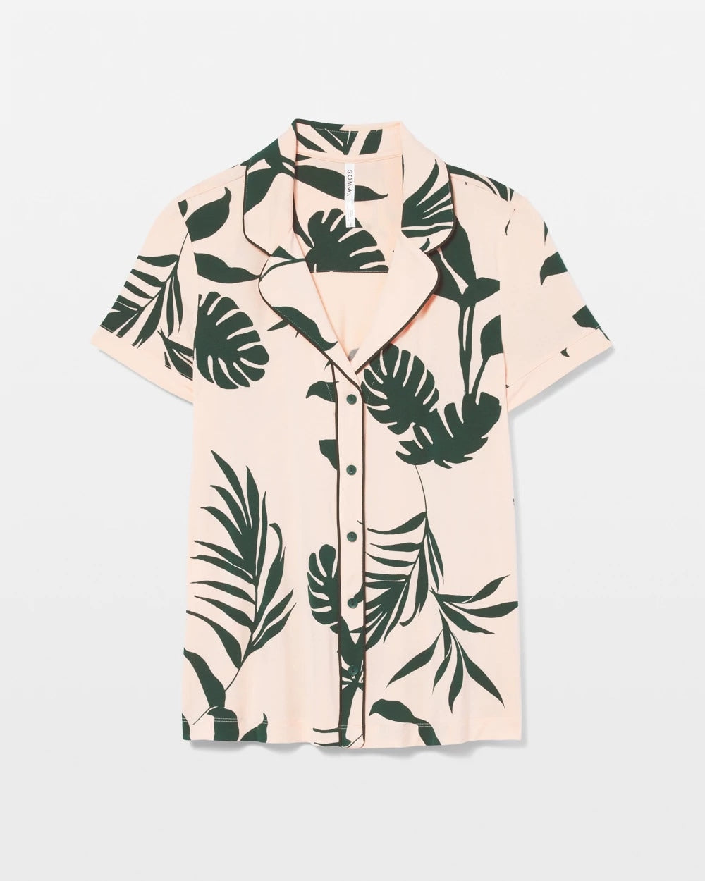 Soma / Piped Short Sleeve Notch Collar Pajama Top SHADOW FLORA APRICOTTA