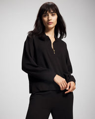 Soma / Ultrasoft Fleece Quarter Zip Sweatshirt BLACK