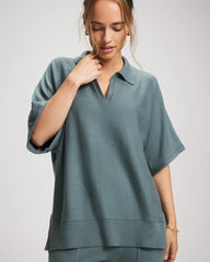 Soma / Premier Knit Sweater Collared Top BLUE INSTINCT