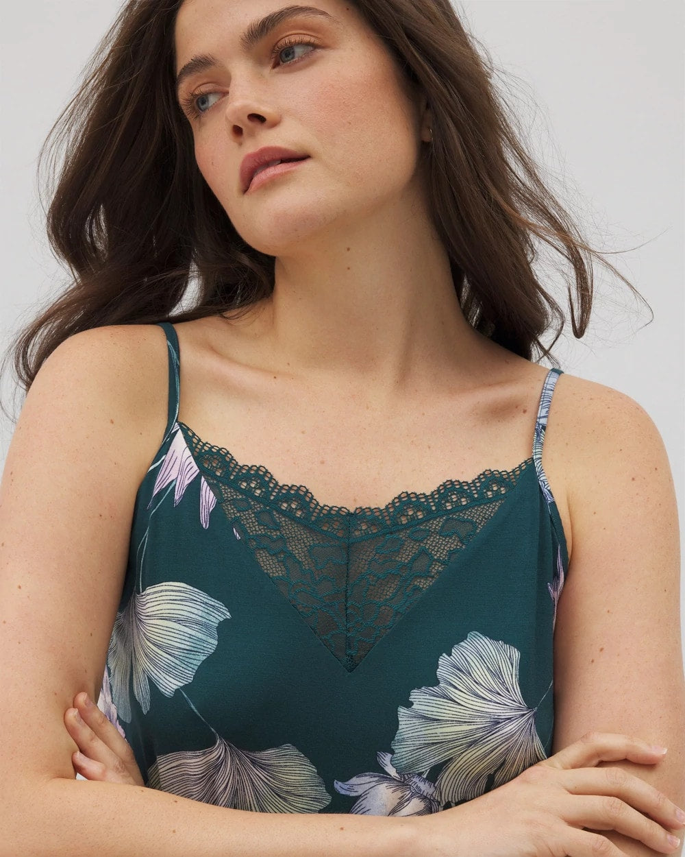Soma / Lace Trim Chemise HAVEN BOTANICAL DARK SEA