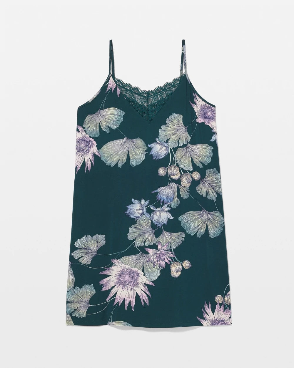 Soma / Lace Trim Chemise HAVEN BOTANICAL DARK SEA