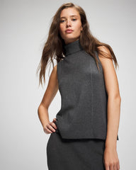 Soma / Premier Knit Sweater Turtleneck Sleeveless Top HEATHER QUARTZ