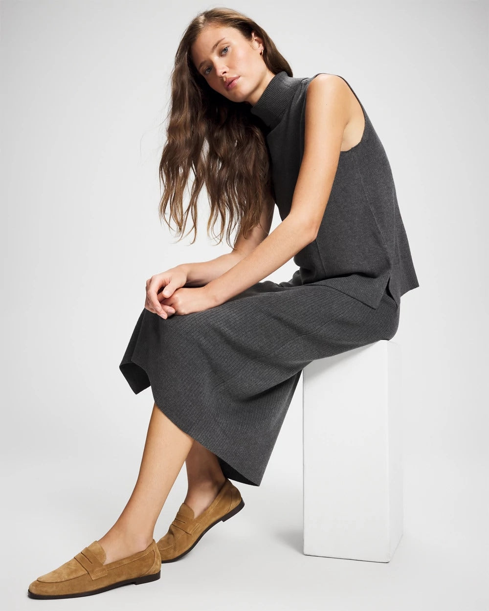 Soma / Premier Knit Sweater Turtleneck Sleeveless Top HEATHER QUARTZ
