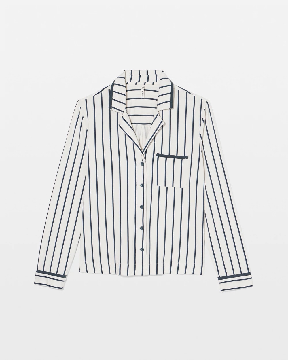 Soma / Long-Sleeve Notch Collar Pajama Top UNWIND STRIPE CHAMPAGNE